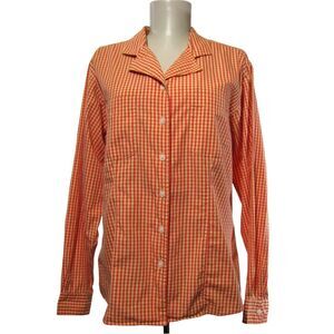 vtg‎ LL Bean Womens Gingham Plaid Button Front Cotton Shirt Sz 10